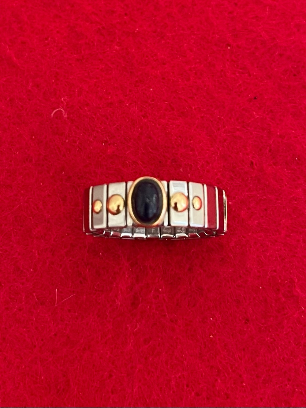Two-Tone Stretch Ring with Blue stone